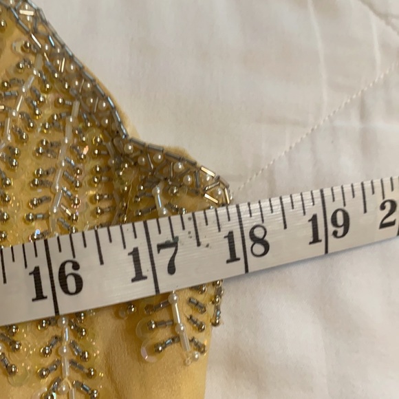 Flirty yellow Nadine cocktail dress fully beaded bodice with 3 spaghetti straps - Picture 7 of 14